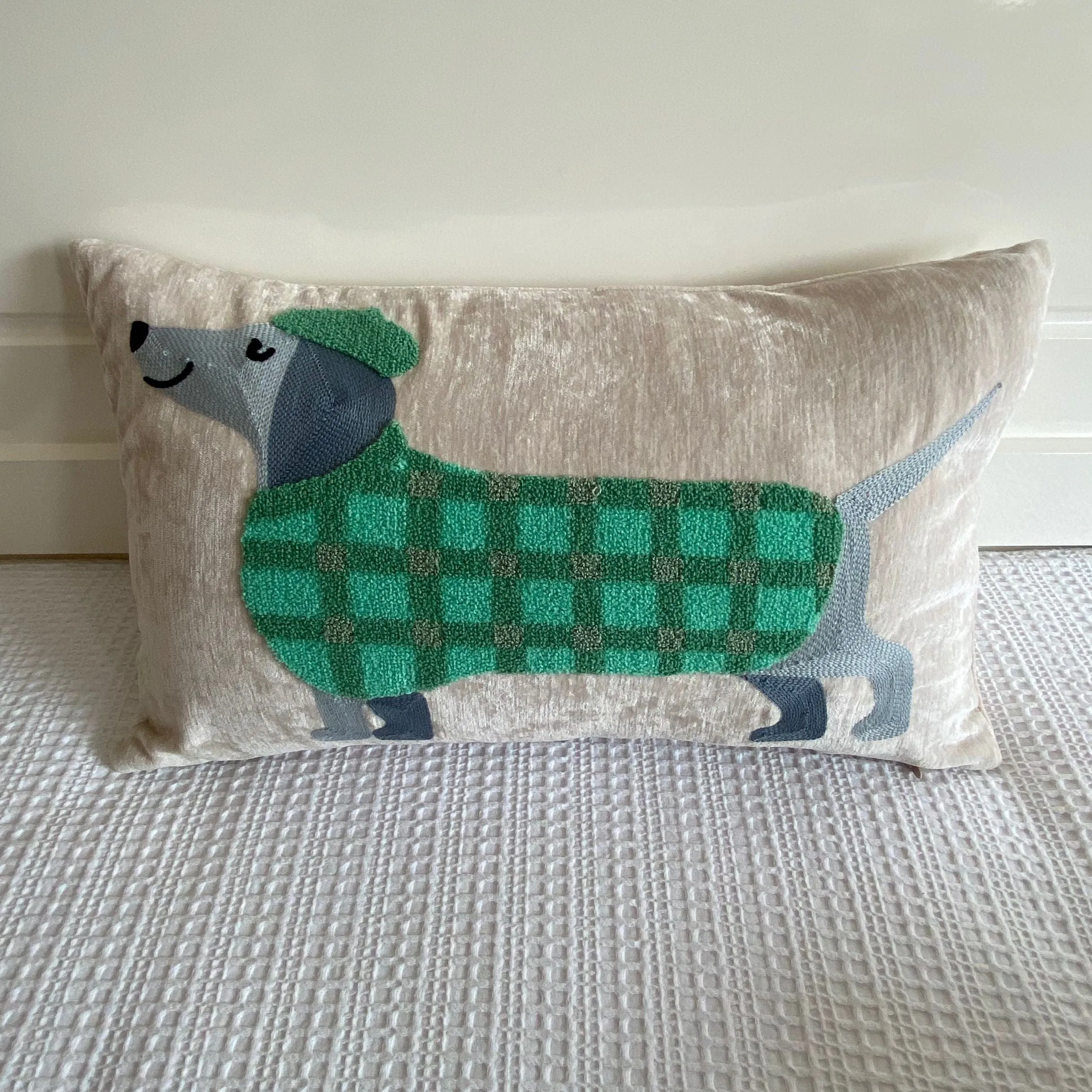 Embroidered Dachshund Pillow