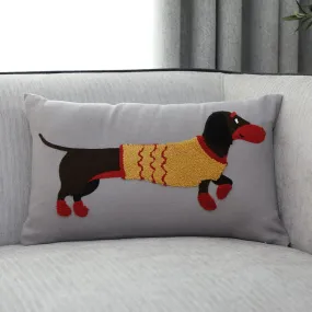 Embroidered Dachshund Pillow