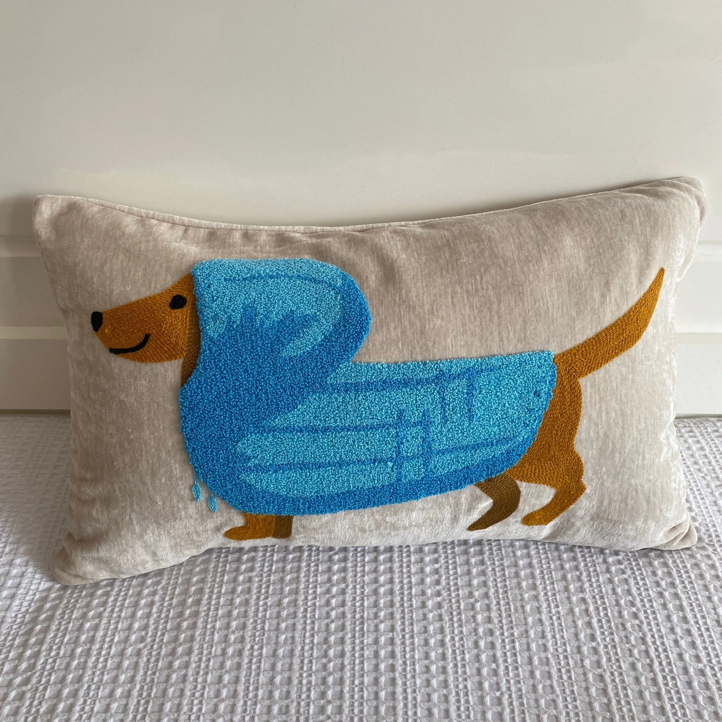 Embroidered Dachshund Pillow