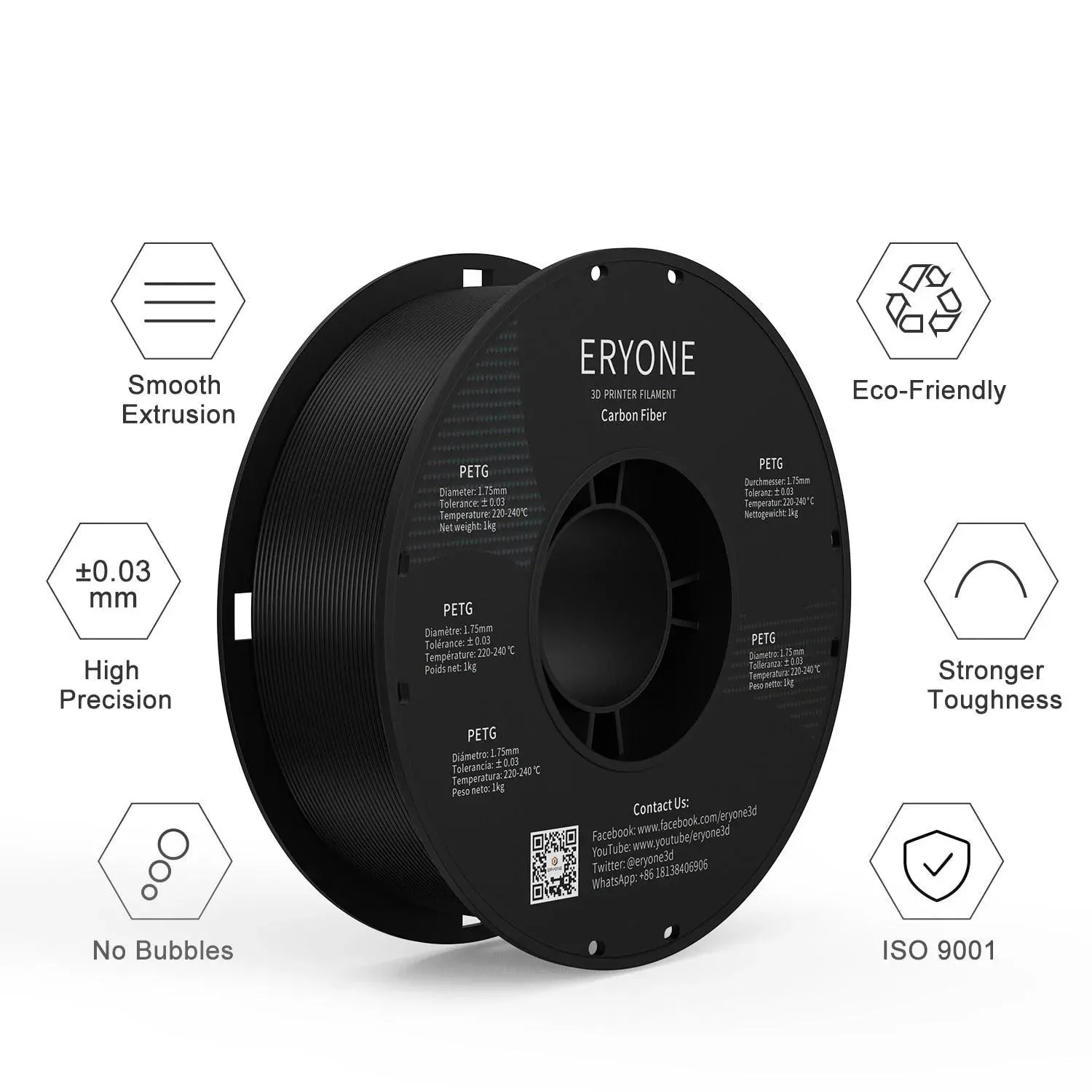 ERYONE PETG or PLA Carbon Fiber Filament: Ideal for Strong Lightweight Prints