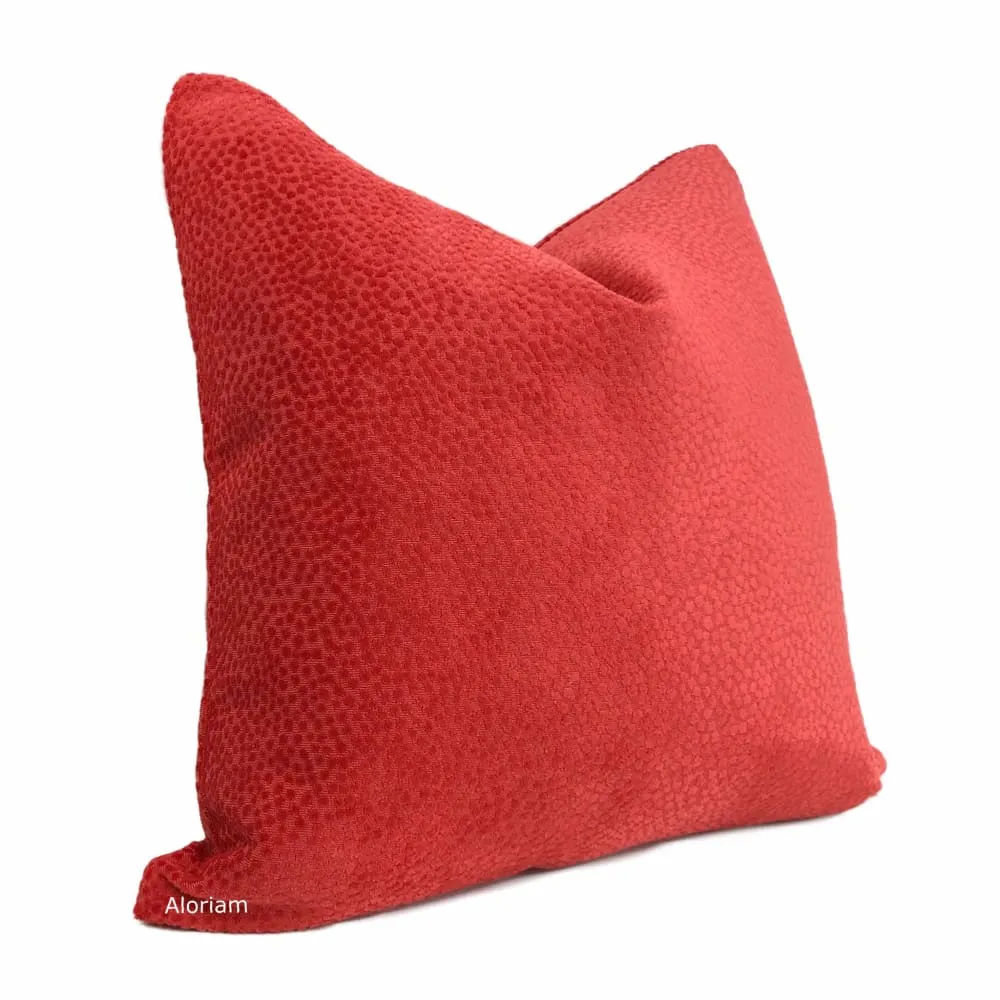 Esme Candy Apple Red Velvet Dots Pillow Cover