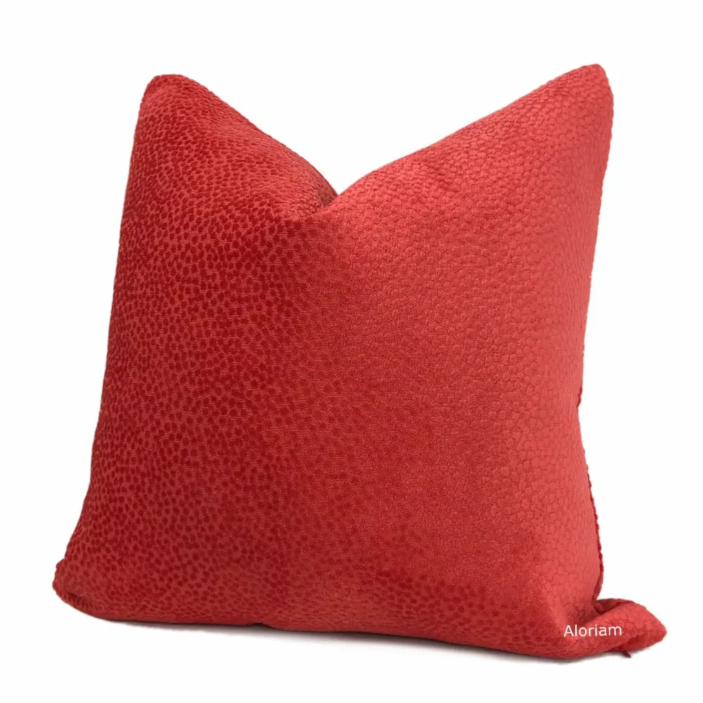 Esme Candy Apple Red Velvet Dots Pillow Cover