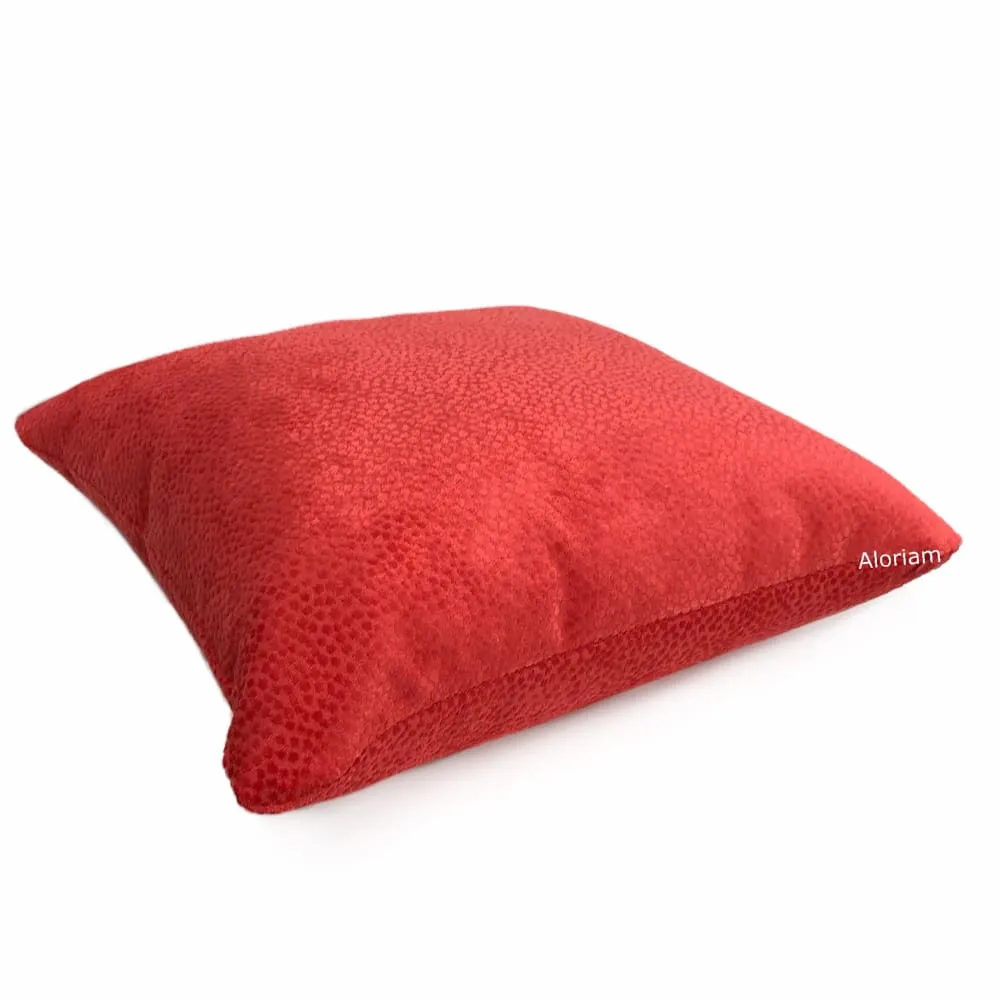 Esme Candy Apple Red Velvet Dots Pillow Cover