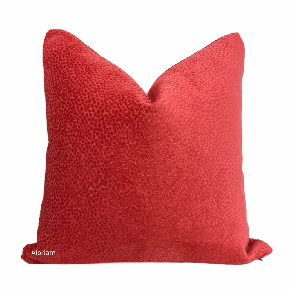 Esme Candy Apple Red Velvet Dots Pillow Cover