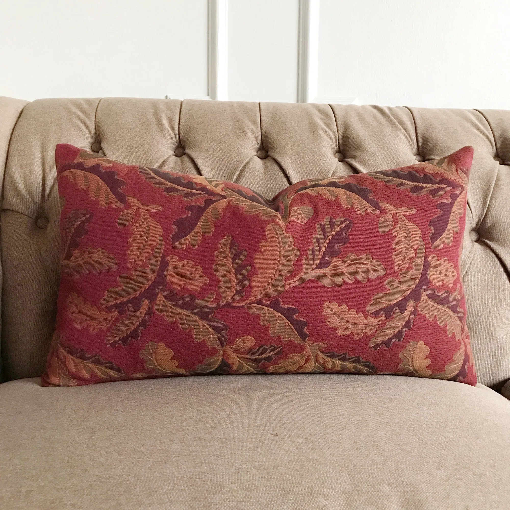 Fall Burgundy Leaf Lumbar Pillow Cover 15x26