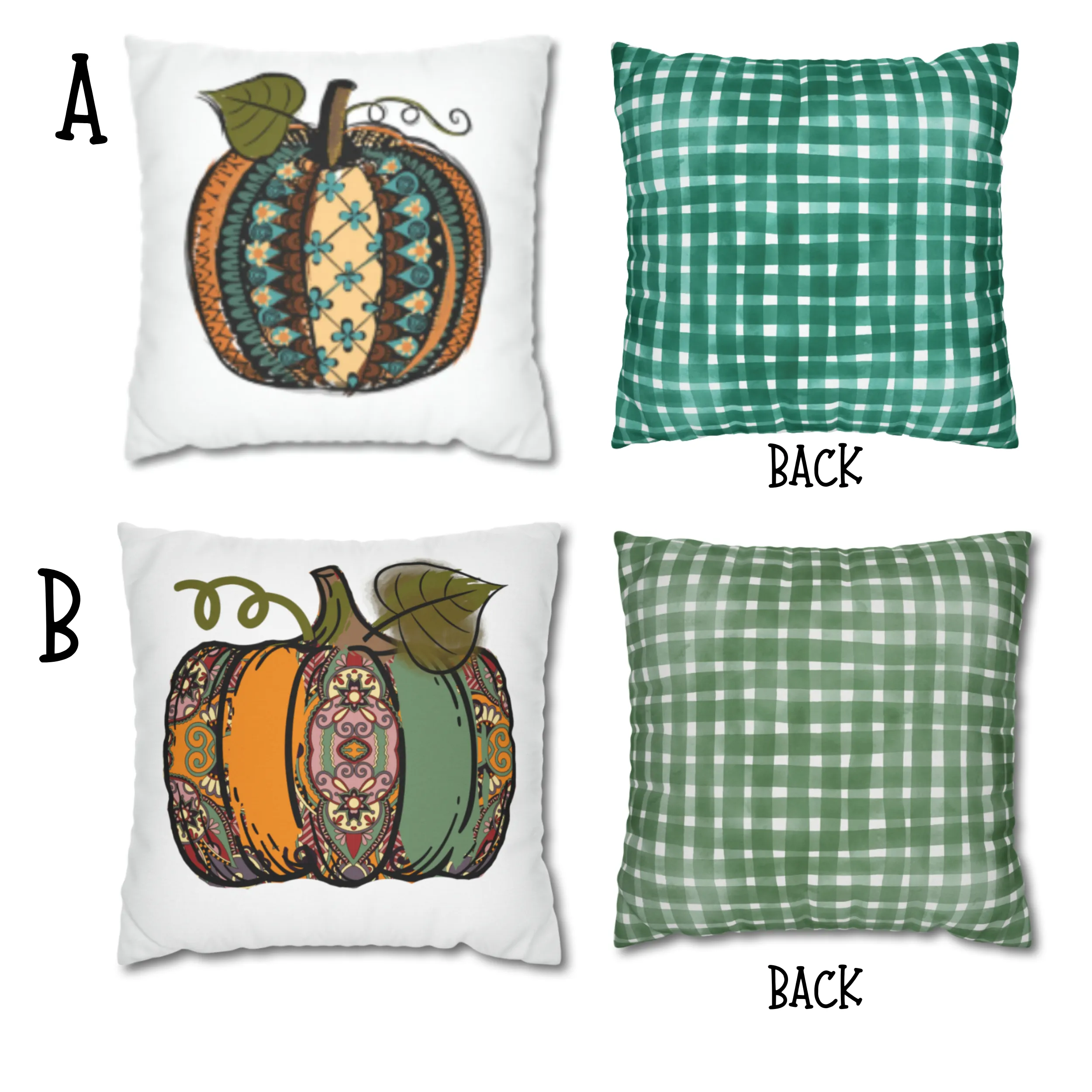 Fall Pillow Covers, White Square covers, Pumpkin Pillowcase Set, Watercolor Designs, Autumn Pillow Covers