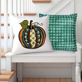 Fall Pillow Covers, White Square covers, Pumpkin Pillowcase Set, Watercolor Designs, Autumn Pillow Covers