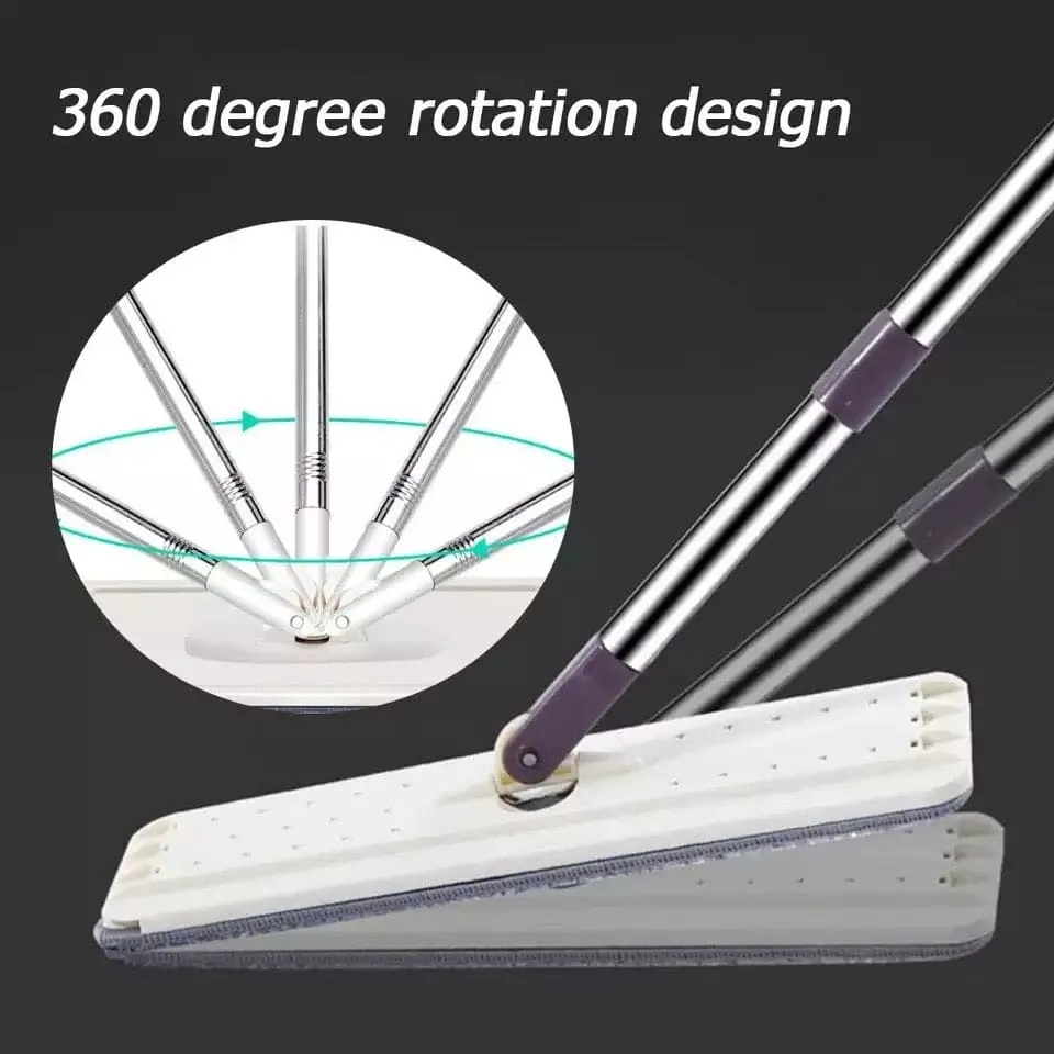 Flat Magic Easy Cleaning Mop, Floors Squeeze Flat Mop, Kitchen Floor Cleaning Tool, Flat Squeeze Mop and Bucket, Hand-Free Wringing Floor Cleaning Mop, Wet or Dry Usage Magic Automatic Spin Self Cleaner