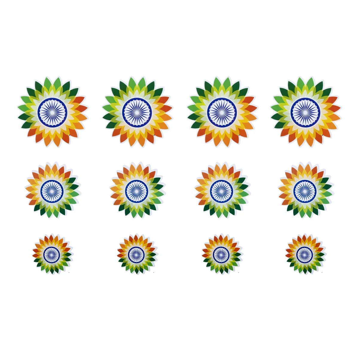 Flower Design Ashoka Wheel With National Flag Colours Cutout Set | Republic Day Decor/ Home Wall Decoration