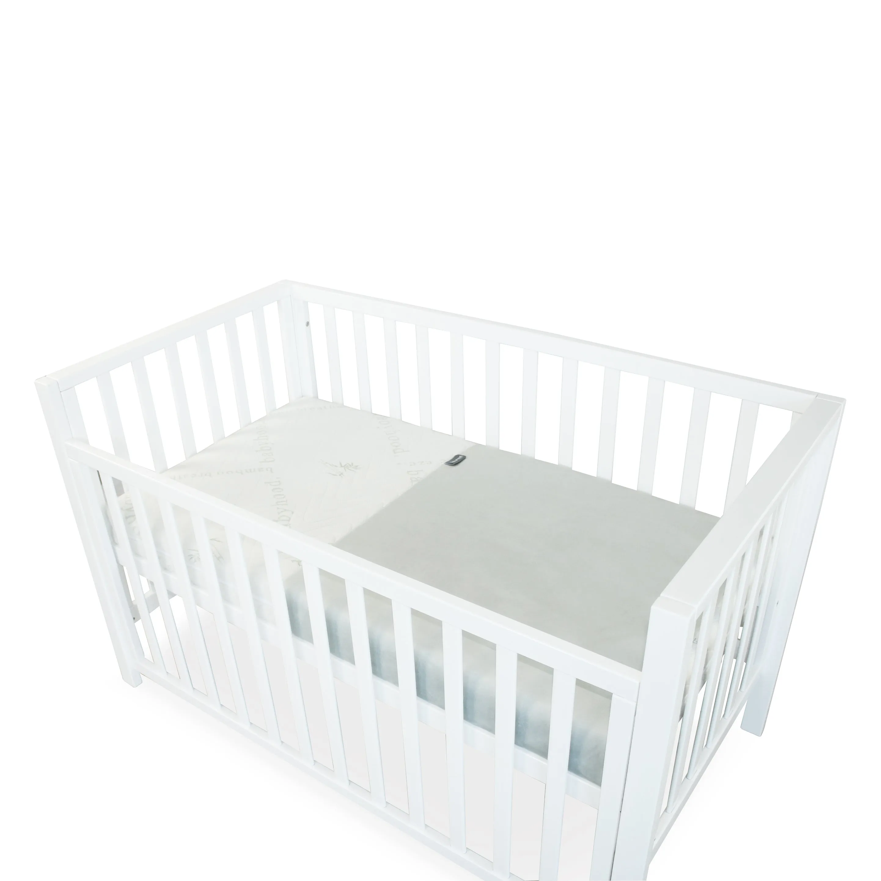 [FOC Assembly] (1 yr warranty) Babyhood Classic Curve Cot 4 In 1 White   Bamboo Innerspring - (Bundle Pack)