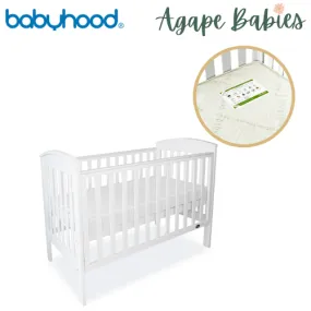 [FOC Assembly] (1 yr warranty) Babyhood Classic Curve Cot 4 In 1 White   Bamboo Innerspring - (Bundle Pack)