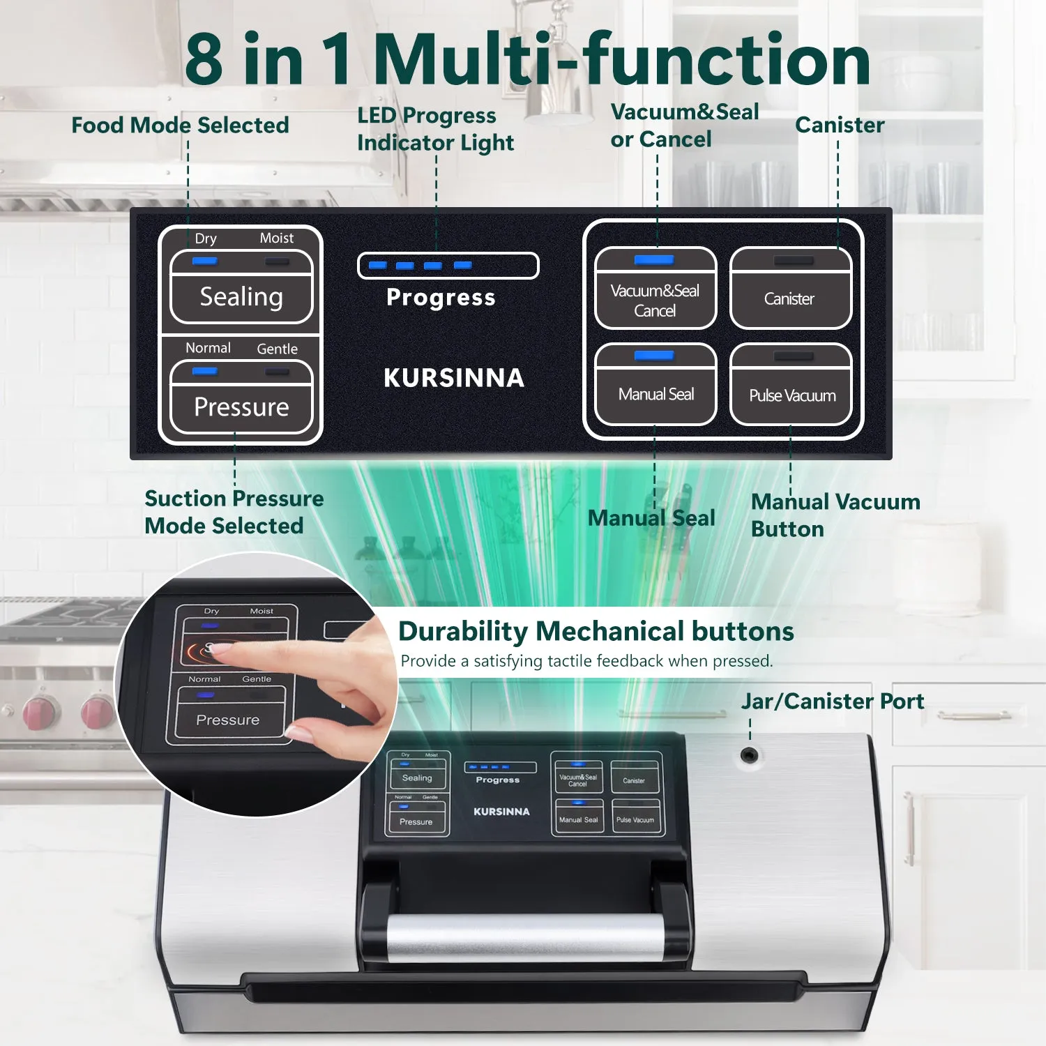 Food Sealer Vacuum Sealer Machine with Cutter, Bag Rolls| Kursinna