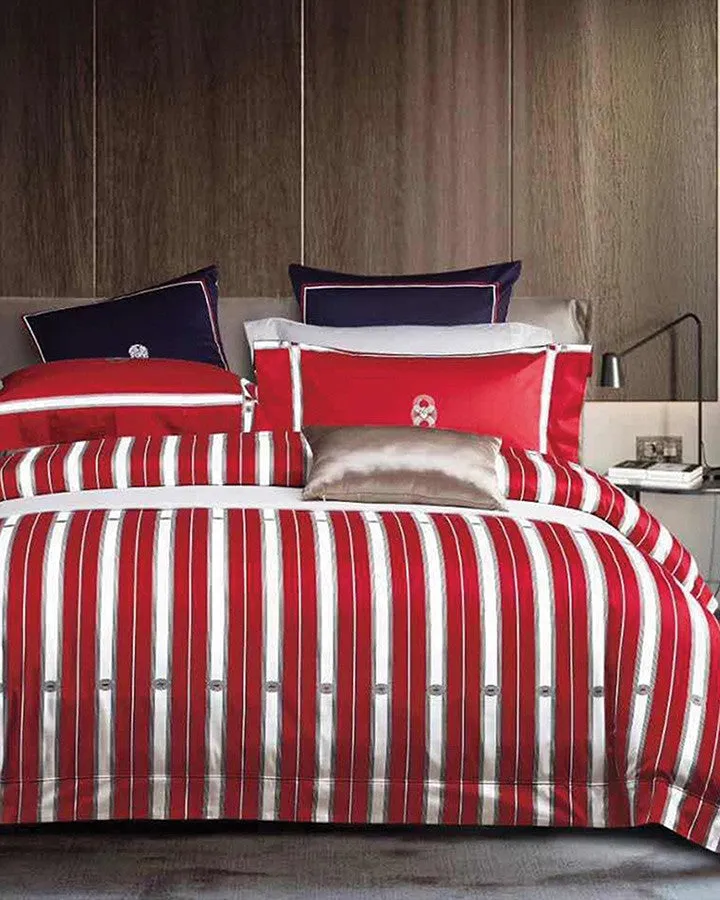 GALWAY LUXURY COTTON & SATIN STRIPE  BED  SET (4 PCS)