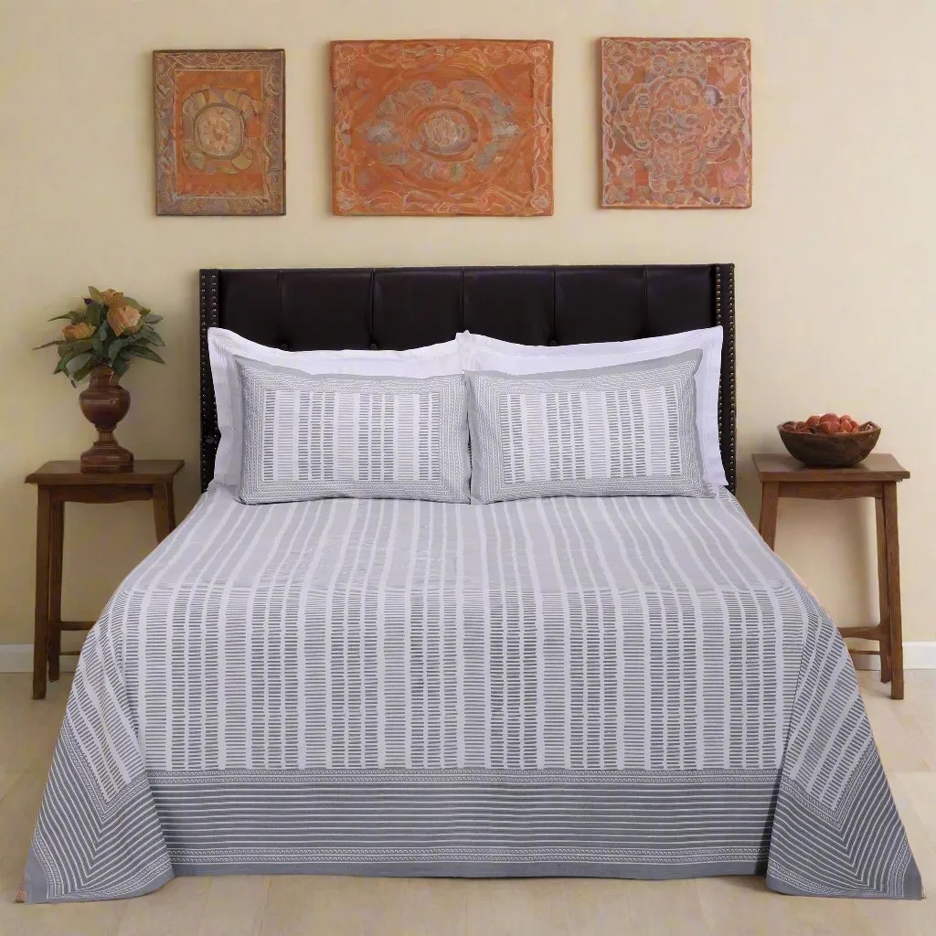 Gayatri Binary Grey Cotton Bedsheet