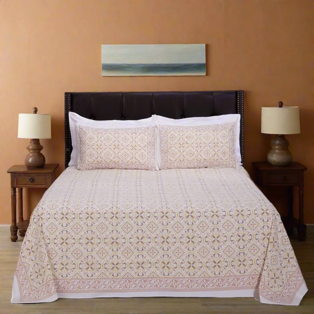 Gayatri Mosaic Beige Cotton Bedsheet