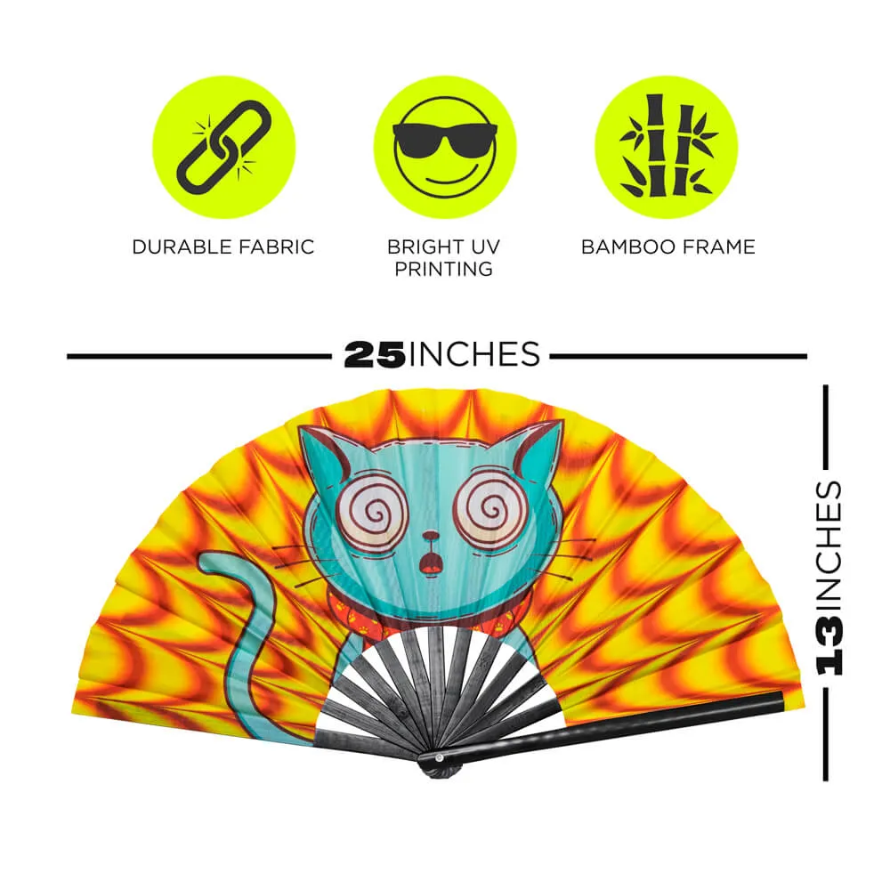 GloFX Festival Folding Fan - Trippy Kitty