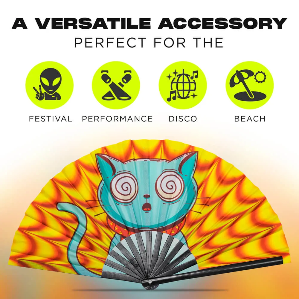 GloFX Festival Folding Fan - Trippy Kitty