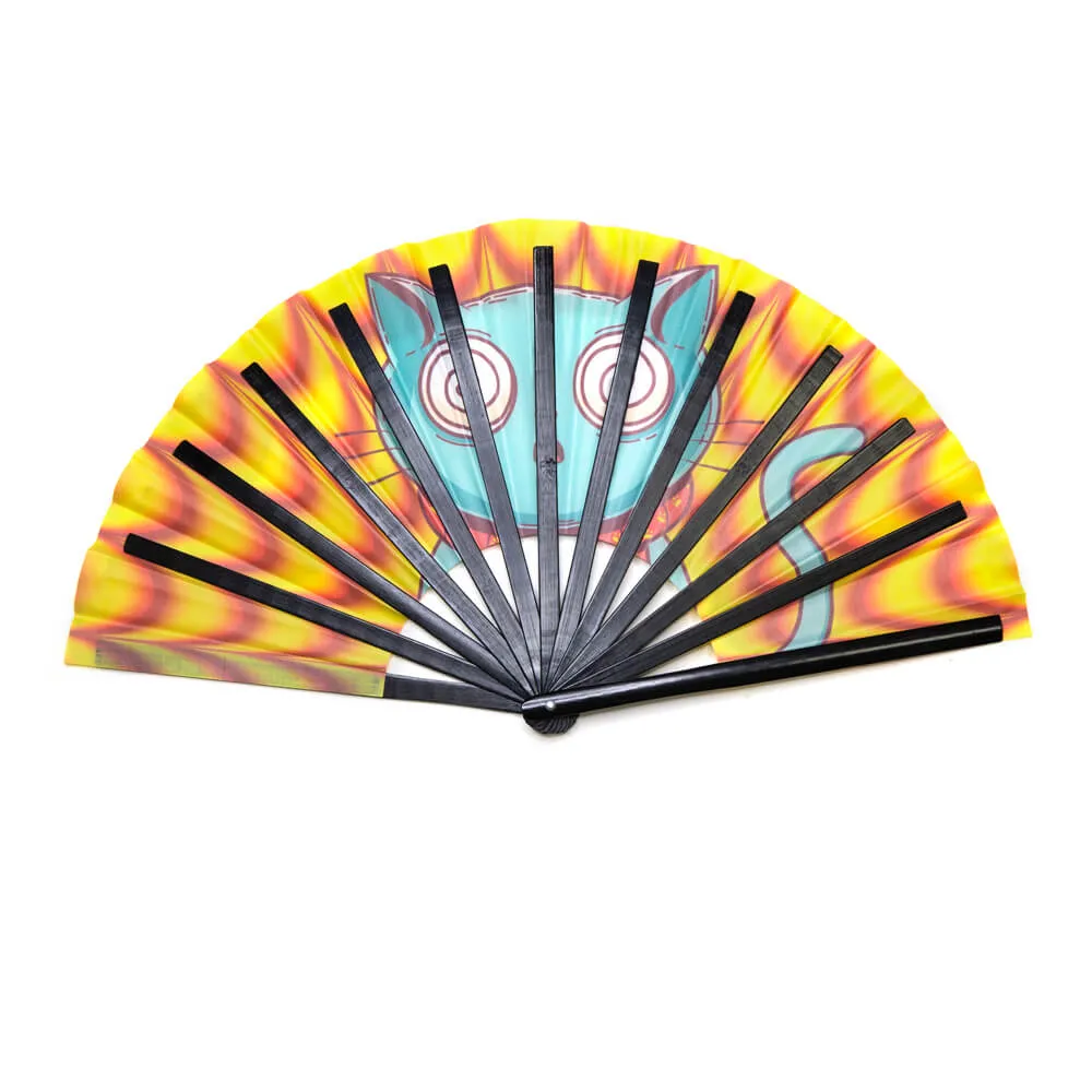 GloFX Festival Folding Fan - Trippy Kitty