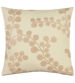 Gold Berry Branch Throw Pillow Cover 16x16