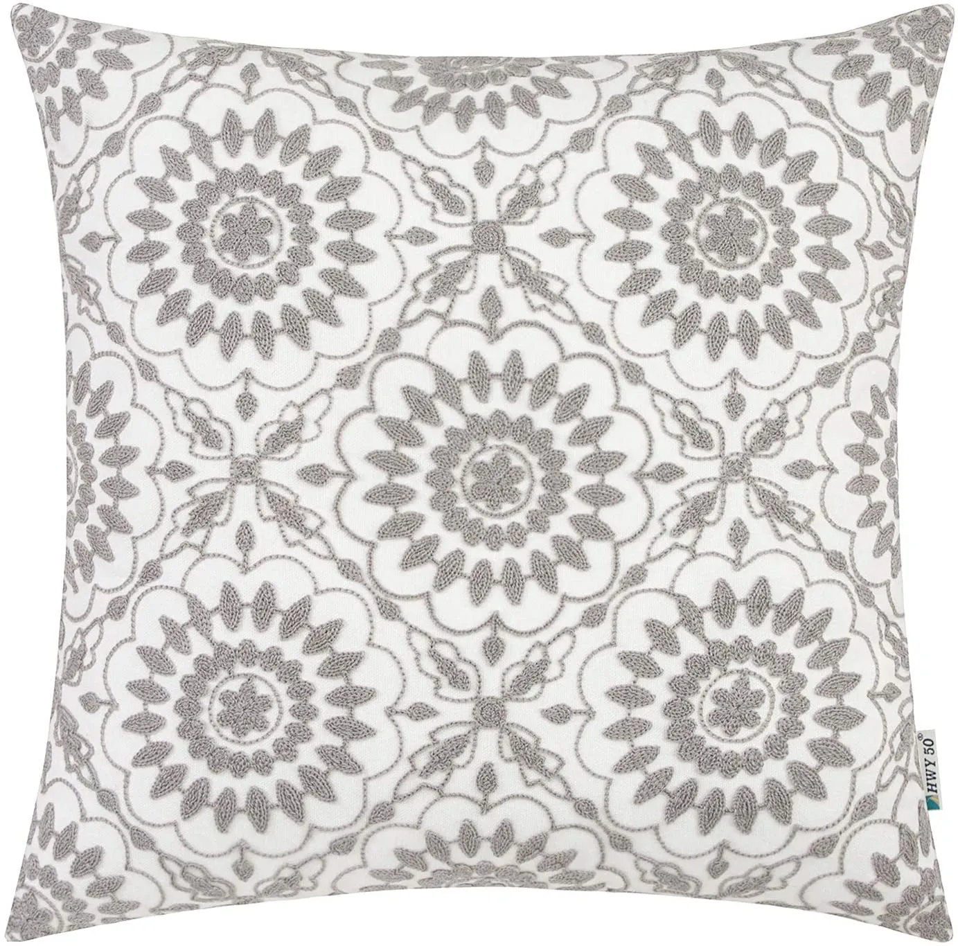 Gray Floral Pillow