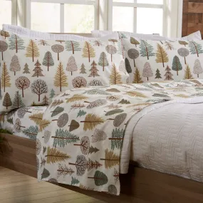 Great Bay Home 4-Piece Lodge Printed Ultra-Soft Microfiber Sheet Set. Beautiful Patterns Drawn from Nature, Comfortable, All-Season Bed Sheets. (King, Forest Trail)