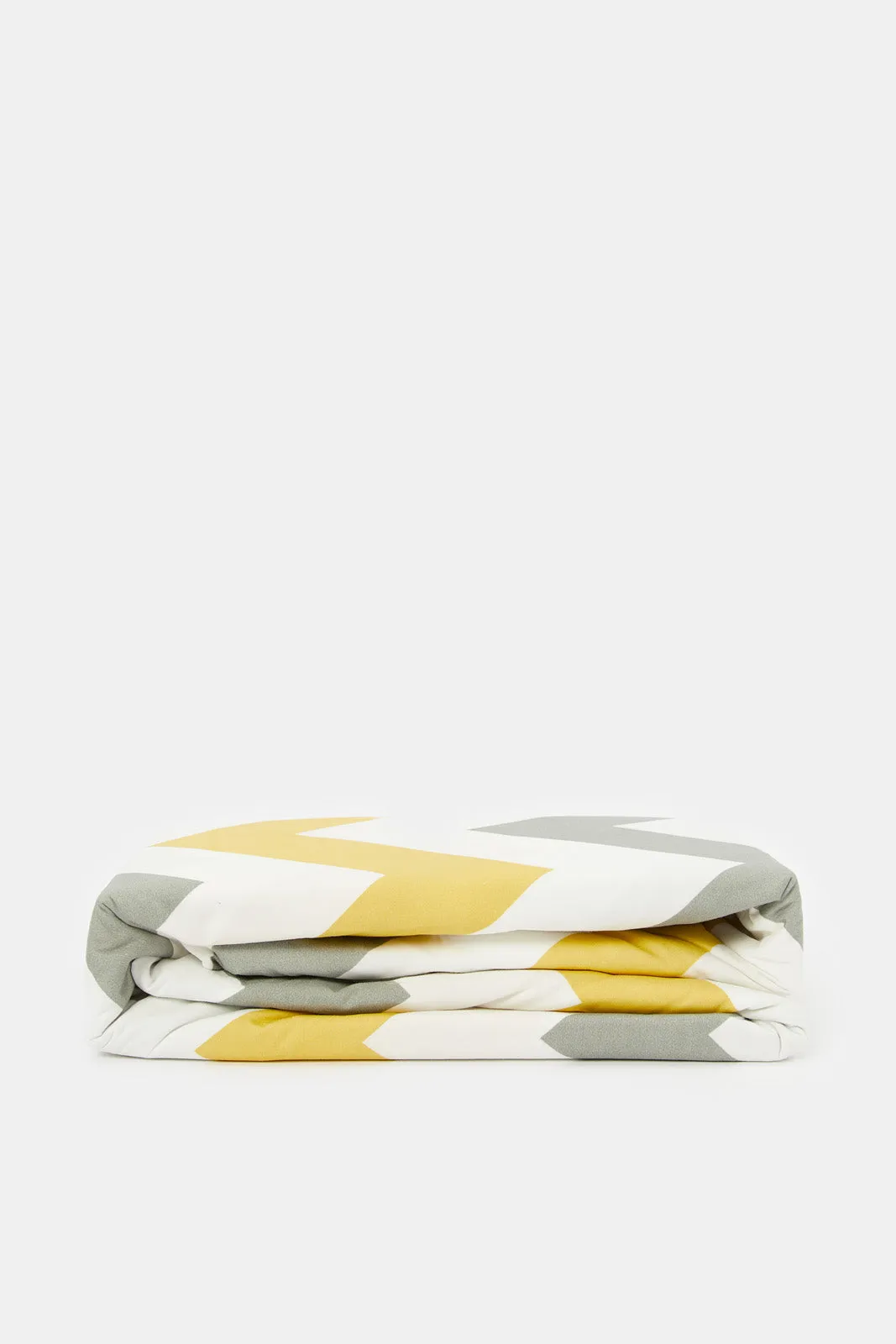 Grey And Mustard Chevron Print Flat Sheet (King Size)