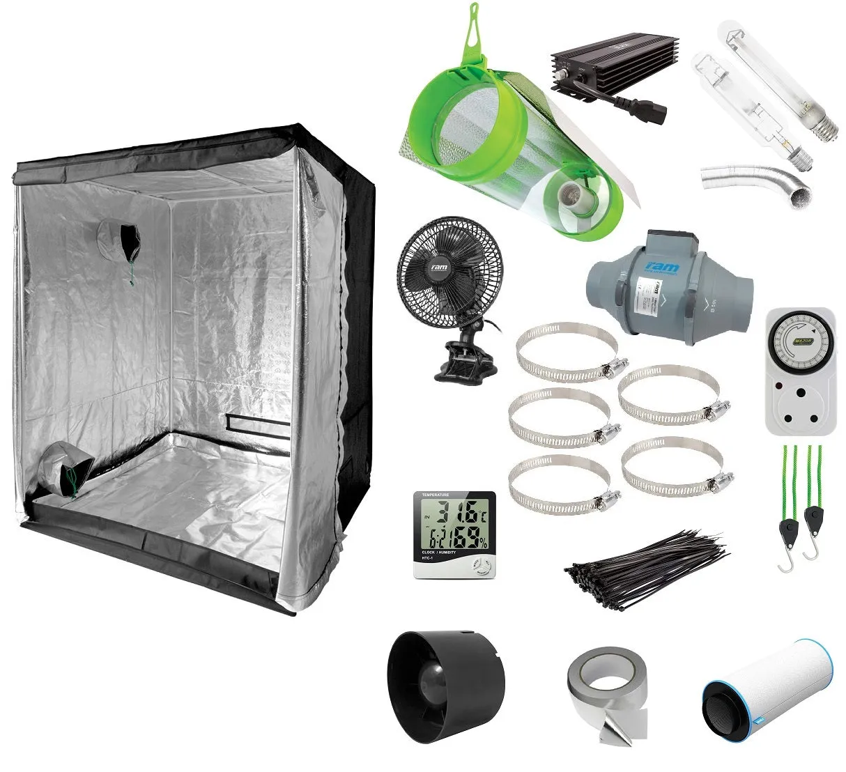 Grow Tent Combo - 150 x 150 Tent, Lumii 600W Aerotube & More - Hydroponic Grow Room