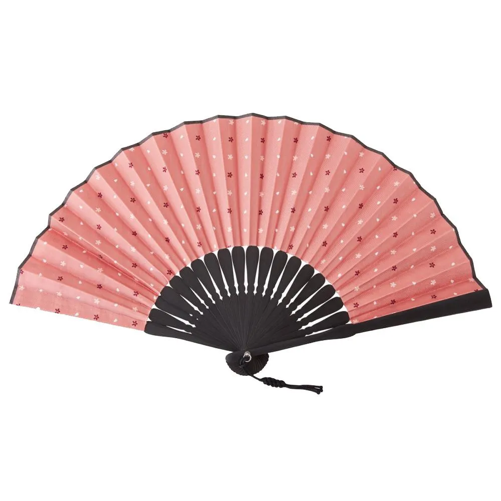 Hand Made Japanese Folding Fan -15.Sakura Cherry Blossoms Pattern with Silk & Bamboo Made in Japan