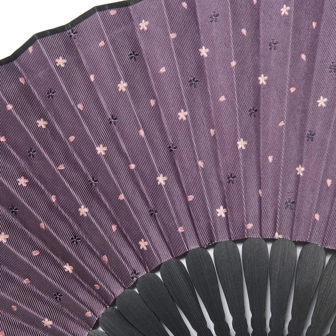 Hand Made Japanese Folding Fan -15.Sakura Cherry Blossoms Pattern with Silk & Bamboo Made in Japan