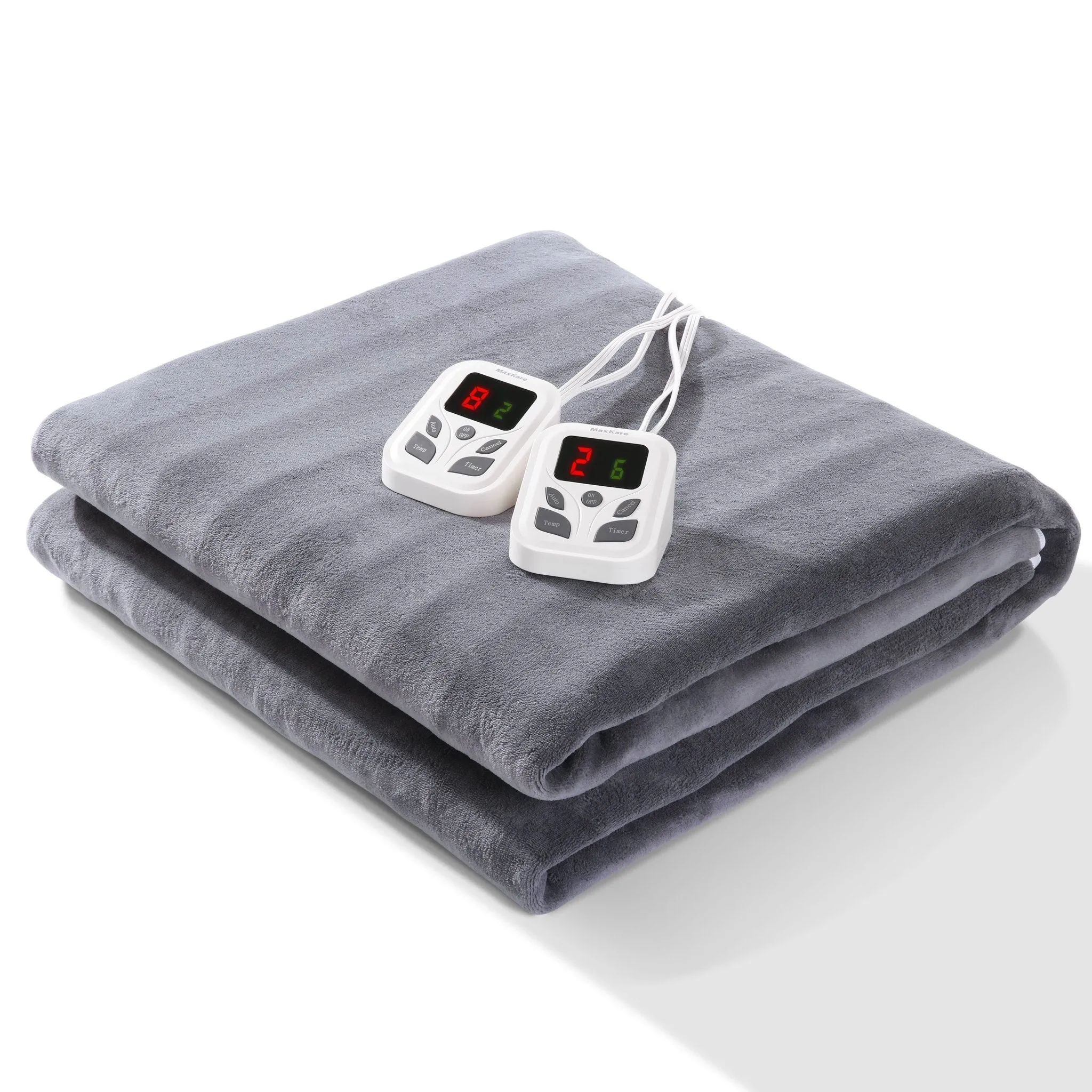 Heated Mattress Pad Underblanket Dual Controller for 2 Users Soft Flannel 10 Heating Levels & 9 Timer Settings Fast Heating, Queen