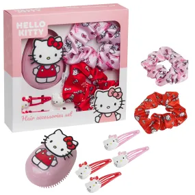 Hello Kitty Detangle Hair Brush for Women, Teenagers, and Girls, Kawaii Hair Accessories - Cute Gifts for Her (Pink Hello Kitty 7 Pcs)