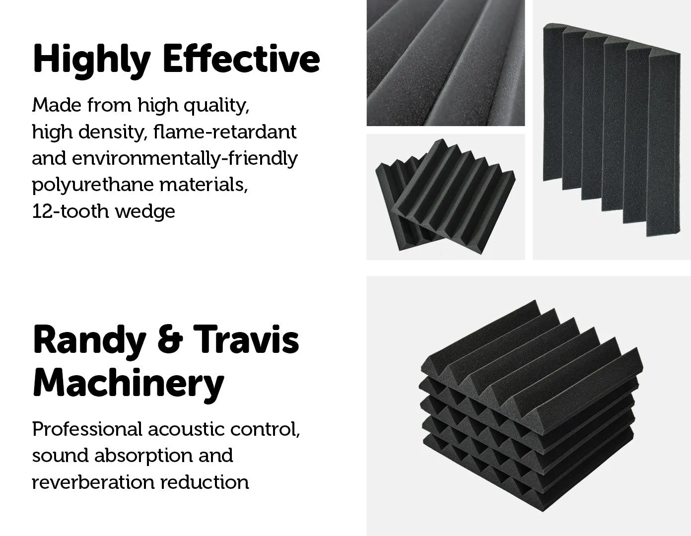 High-Density Acoustic Foam Panels, 5cm Thick, 40pcs - Randy & Travis