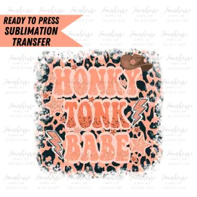 Honky Tonk Babe Leopard Retro, Ready to Press Sublimation Transfer, Sublimation Transfers, Transfer, Southern Country Rodeo, Cowgirl Design