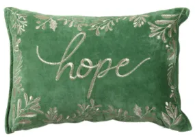 Hope Embroidered Velvet Pillow