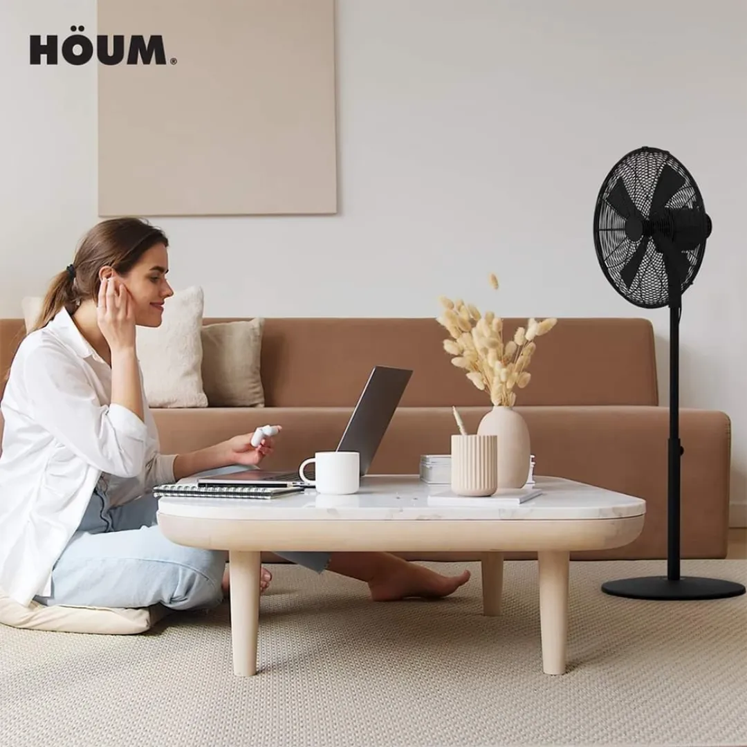 Houm M16 MB (Matte Black) 16 Inch Metal Series 3 Speed Settings Stand Fan