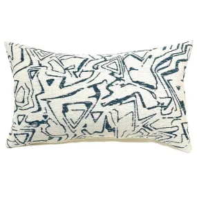 Ivory/Navy Abstract Lumbar Pillow Cover 15x26