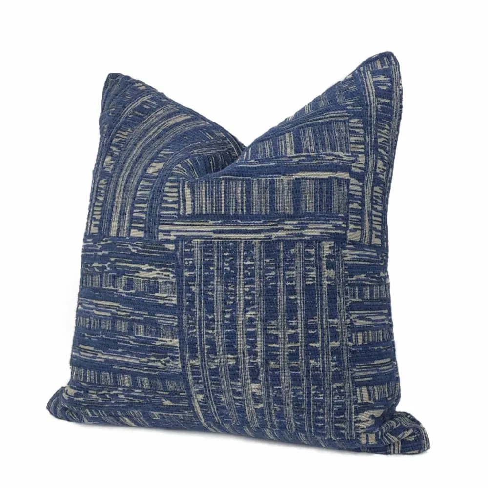 Joplin Cobalt Blue Abstract Texture Chenille Pillow Cover