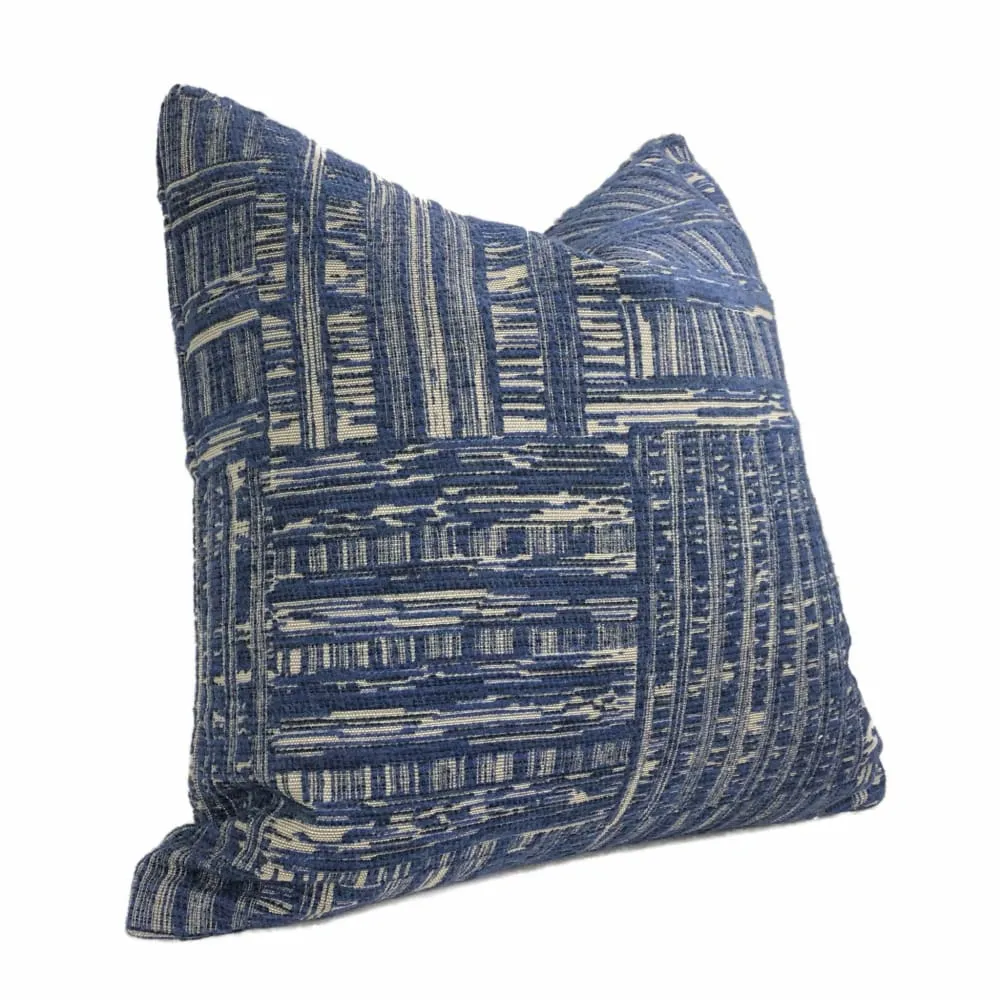 Joplin Cobalt Blue Abstract Texture Chenille Pillow Cover