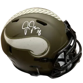 Justin Jefferson Autographed Minnesota Vikings Salute To Service Mini Helmet