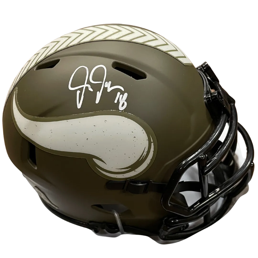 Justin Jefferson Autographed Minnesota Vikings Salute To Service Mini Helmet