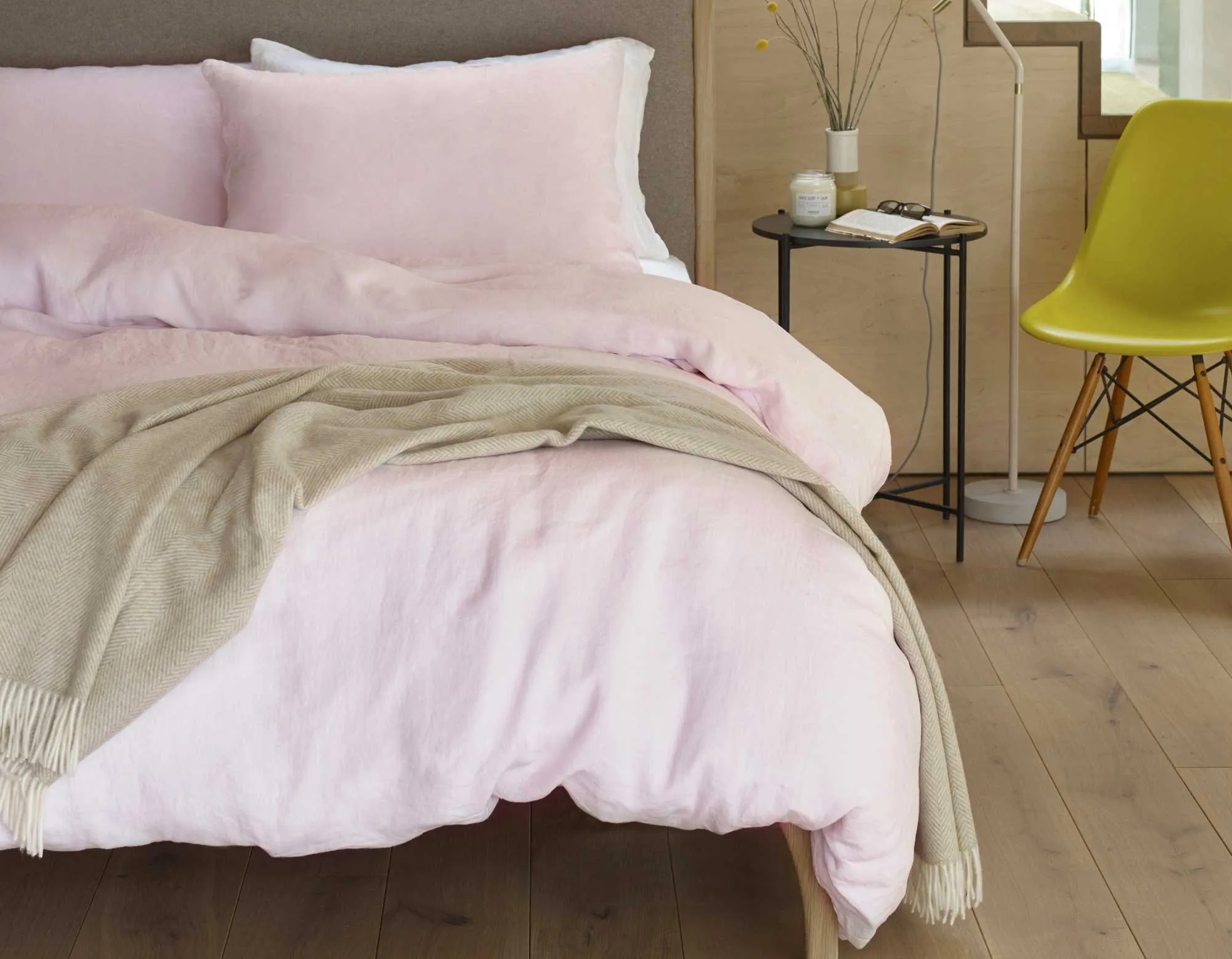 King Size Linen Bedding - Soft Pink