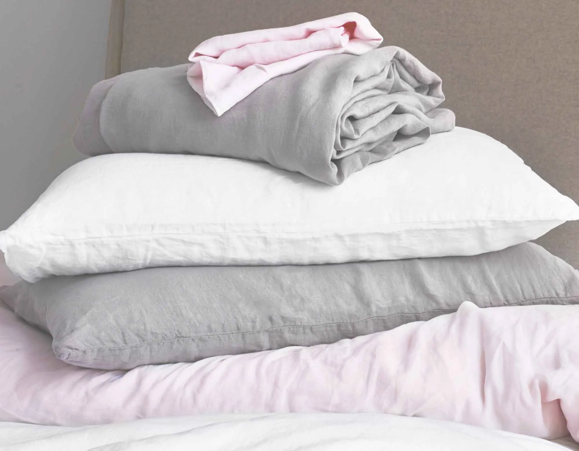 King Size Linen Bedding - Soft Pink