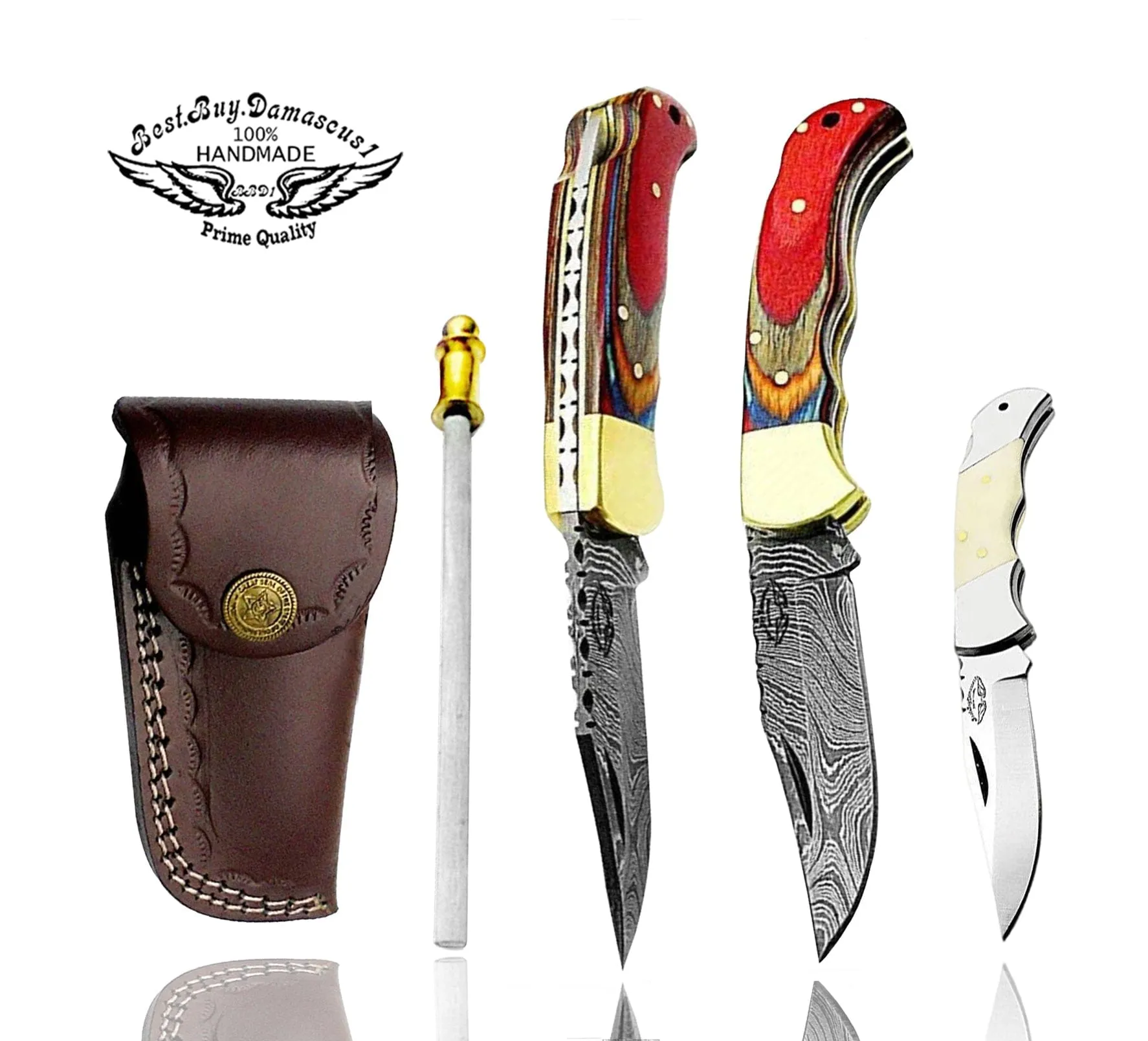 knife 6.5" Multi Wood Damascus Pocket Knife Folding Knife Hunting Pocket knife set