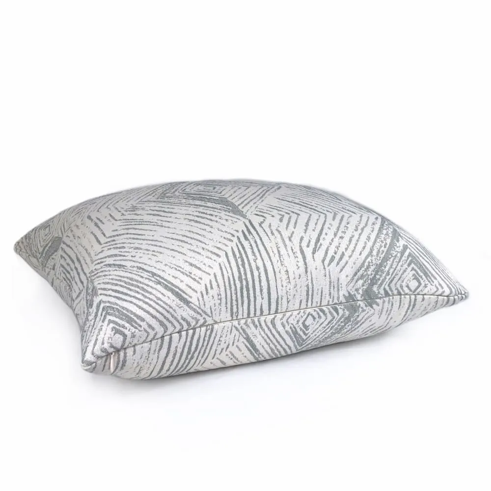 Kori Geometric Etchings Gray Off-White Pillow Cover (Fabric by the Yard available)