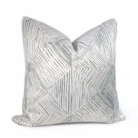 Kori Geometric Etchings Gray Off-White Pillow Cover (Fabric by the Yard available)