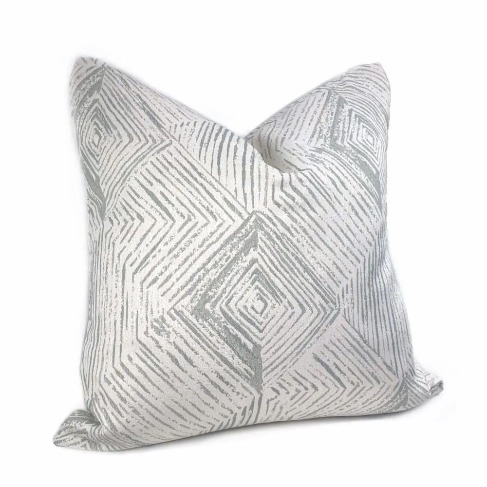 Kori Geometric Etchings Gray Off-White Pillow Cover (Fabric by the Yard available)