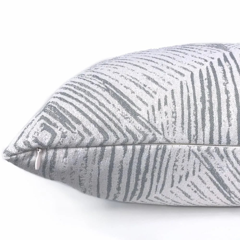 Kori Geometric Etchings Gray Off-White Pillow Cover (Fabric by the Yard available)