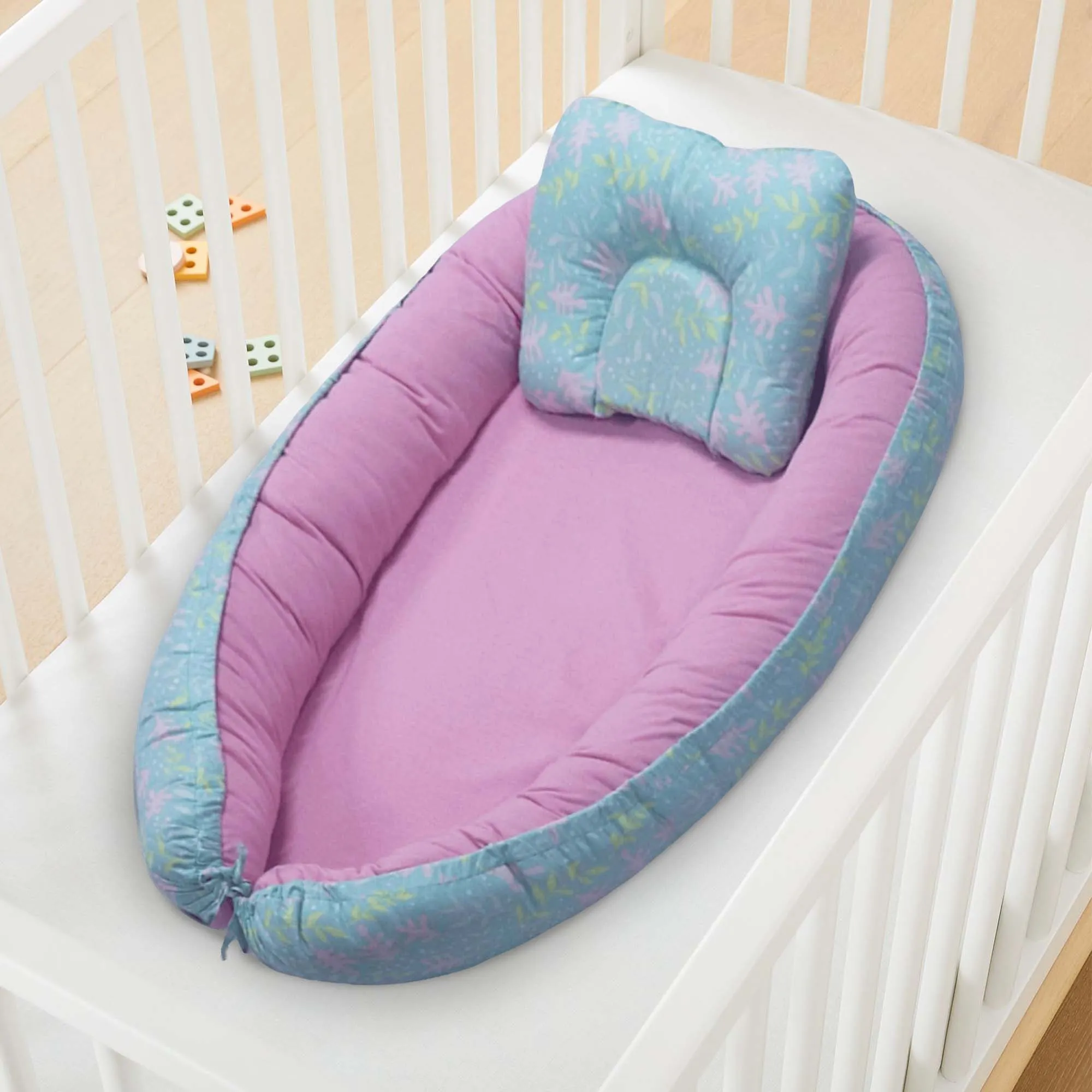 Kradyl Kroft Baby Boat Bed for Babies & Infants | Portable Baby Bedding Set with Pillow | Removable Covers | Double Side Baby Sleeping Bed | Baby Sleeping Pod (Tweety)