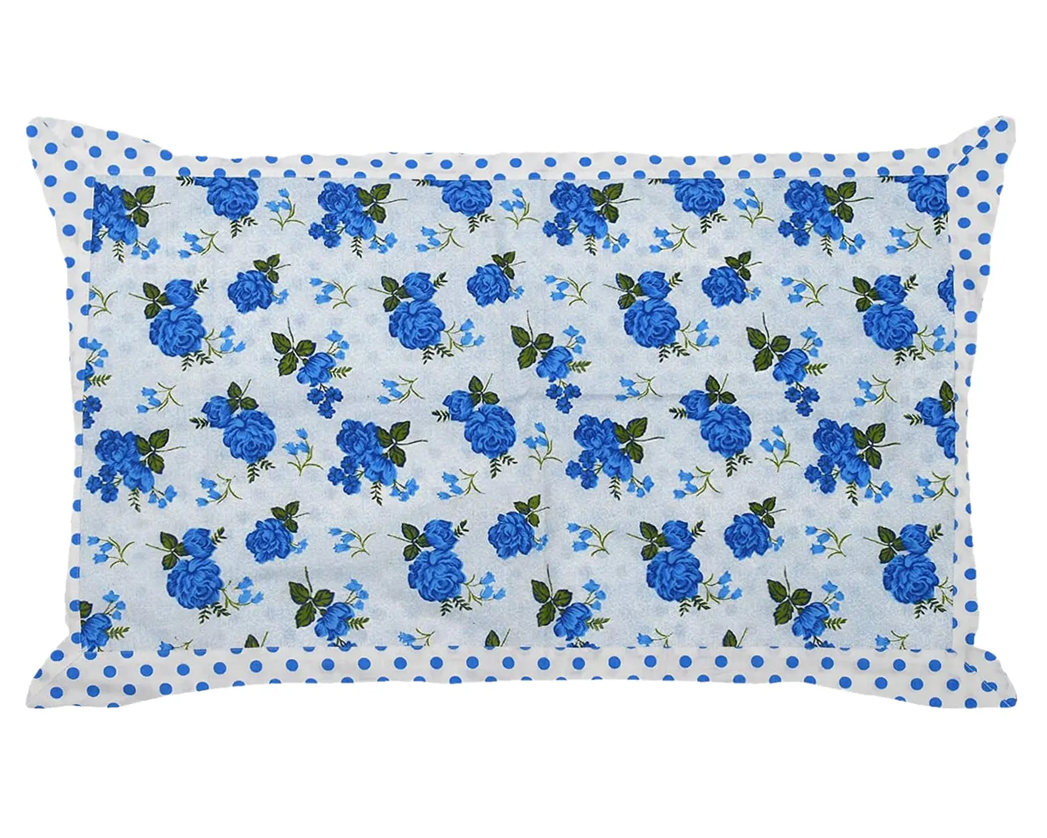 Kuber Industries Dot Print Breathable & Soft Cotton Pillow Cover for Sofa Couch Bed - 17x27 Inch, Set of 4 (Blue)