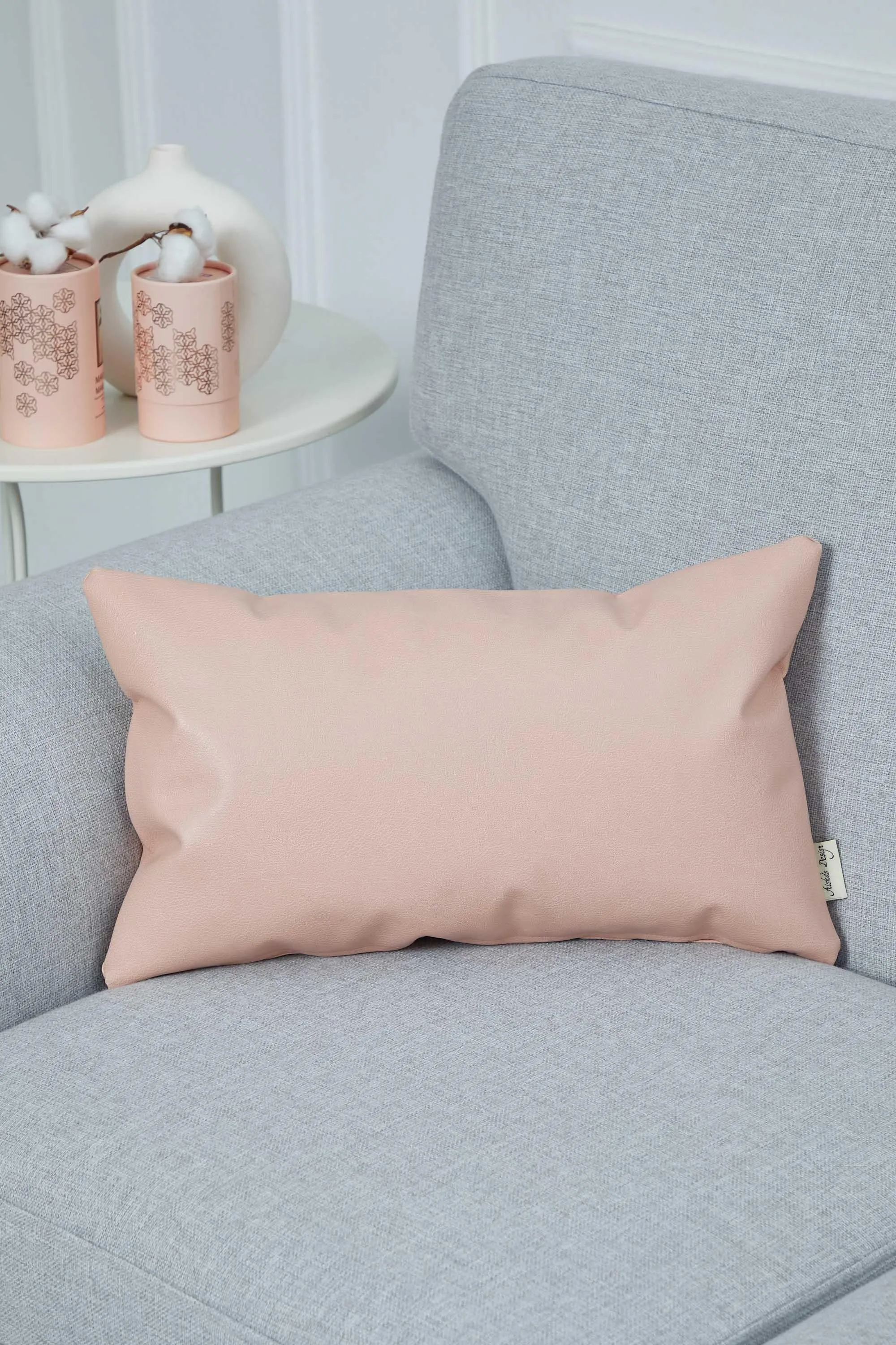 Luxurious Faux Leather Pillow Cover, Sophisticated Modern Cushion Cover for Minimalist Decor, 20x12 Large Decorative Pillow Cover,K-368